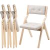 Wooden Folding Chairs with Cushion, Set of 4, Portable Foldable Cushion Chair with Wooden Frame, Modern Padded Dining Chair for Kitchen, Office