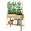 Outsunny Wooden Raised Garden Bed with Trellis, Outdoor Planter Box with Storage Shelf for Vegetables, Flowers, Herbs
