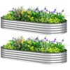 Outsunny 7' x 3' x 1' Raised Garden Bed Set, 2PCS Raised Beds for Gardening with Metal Plant Stakes, Silver