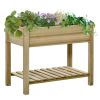 Outsunny 36" x 20" x 30" Raised Garden Bed with Legs and Storage Shelf, Elevated Wood Planter Box, Gardening Standing Growing Bed for Backyard, Patio