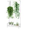 Outsunny Metal Tall Plant Stand with Trellis and Hanging Bar, Plant Holder for Indoor Outdoor Use, 36" x 12.8" x 74", White