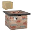 Outsunny Propane Fire Pit Oasis: 32" Square Table with Cover & Lava Rocks for Patio