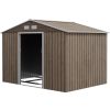 Outsunny Outdoor Shed Garden Storage Shed Tool Storage Building with 4 Vents and 2 Sliding Doors, 9 x 6 FT, Light Brown