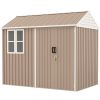 Outsunny 8' x 6' Metal Garden Storage Shed, Extra Large Outdoor Tool Storage House w/ Doors, Window and Air Vents, Brown