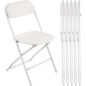VEVOR 6 Pack Folding Chairs, Foldable Plastic Chairs with Heavy Duty Metal Frame, Portable Folding Card Table Chairs