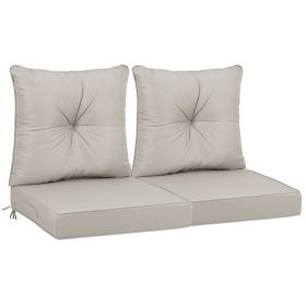 Outdoor Deep Seat Cushions for Patio Furniture, Waterproof Replacement Patio Chair Cushions Set of 2, 24 x 24 x 4 Inch,sewn circle tack beige Beige