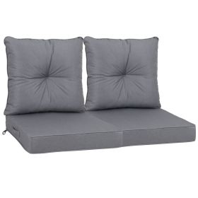 Outdoor Deep Seat Cushions for Patio Furniture, Waterproof Replacement Patio Chair Cushions Set of 2, 24 x 24 x 4 Inch,sewn circle tack Grey