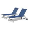 Chaise Lounge Outdoor Set of 2, Lounge Chairs for Outside with Wheels, Outdoor Lounge Chairs with 5 Adjustable Position, Pool Lounge Chairs for Patio