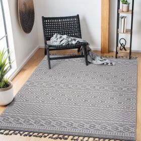 LOOM & LUXE Collection 8X10 Grey/White /Geometric Indoor/Outdoor Area Rug