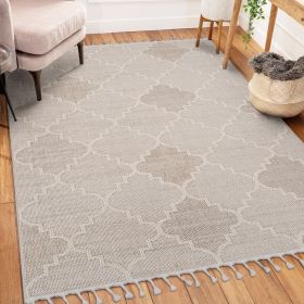 LOOM & LUXE Collection 8X10 Cream /Trellis Indoor/Outdoor Area Rug