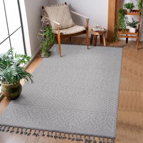 LOOM & LUXE Collection 6X9 White/Ivory /Medallion Indoor/Outdoor Area Rug
