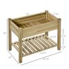 Outsunny 36" x 20" x 30" Raised Garden Bed with Legs and Storage Shelf, Elevated Wood Planter Box, Gardening Standing Growing Bed for Backyard, Patio