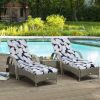 2 Pcs Set Indoor/Outdoor Chaise Lounge Chair Cushion Outdoor Furniture Cushion with Ties, Patio Seat Cushion for Lawn,Pool & Beach