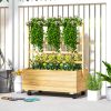 Outsunny Raised Garden Bed with Trellis and Wheels, Outdoor Planter Wooden Elevated Garden Bed for Garden, Patio, Natural