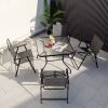 Patio Folding Chairs Set of 4 with Cozy Seat Fabric and Heavy-Duty Metal Frame