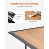 Outdoor Patio Dining Table, 59 inch Long Rectangular Wood-Like Steel Slat Backyard Bistro Tables for 4-6, with 1.5 in Umbrella Hole