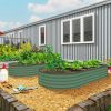 Outsunny 7' x 3' x 1' Raised Garden Bed Set, 2PCS Raised Beds for Gardening with Metal Plant Stakes, Green