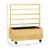 Outsunny Raised Garden Bed with Trellis and Wheels, Outdoor Planter Wooden Elevated Garden Bed for Garden, Patio, Natural