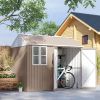 Outsunny 8' x 6' Metal Garden Storage Shed, Extra Large Outdoor Tool Storage House w/ Doors, Window and Air Vents, Brown