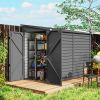 Outsunny 4.6' x 9' Outdoor Storage Shed, Lean to Metal Shed with Foundation Kit, Lockable Doors and Gloves for Patio, Lawn, Dark Gray