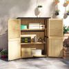 Outsunny Wood Storage Shed, Outdoor Garden Shed with Asphalt Roof, 2 Shelves, Lockable Doors and Adjustable Feet, Natural