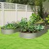 Outsunny 7' x 3' x 1' Raised Garden Bed Set, 2PCS Raised Beds for Gardening with Metal Plant Stakes, Silver