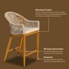 Bar Stools Set of 2 with Arm and Backrest, Outdoor Counter Height Bar Chairs with Cushion