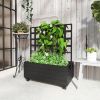 Outsunny Raised Garden Bed with Trellis and Wheels, Outdoor Planter Wooden Elevated Garden Bed for Garden, Patio, Balcony