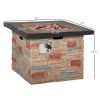 Outsunny Propane Fire Pit Oasis: 32" Square Table with Cover & Lava Rocks for Patio