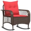 Patio Rocking Chair with Cushions Brown Poly Rattan