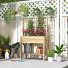 Outsunny Wooden Raised Garden Bed with Trellis, Outdoor Planter Box with Storage Shelf for Vegetables, Flowers, Herbs