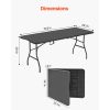 Folding Table, 6 Ft Heavy Duty Portable Fold-in-Half Utility Table, Indoor Outdoor Plastic Rectangle Table with Built in Handle, for Party, Dining