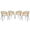 Patio Chairs Set of 4 with Curved Backrest and Seat Cushion for Patio